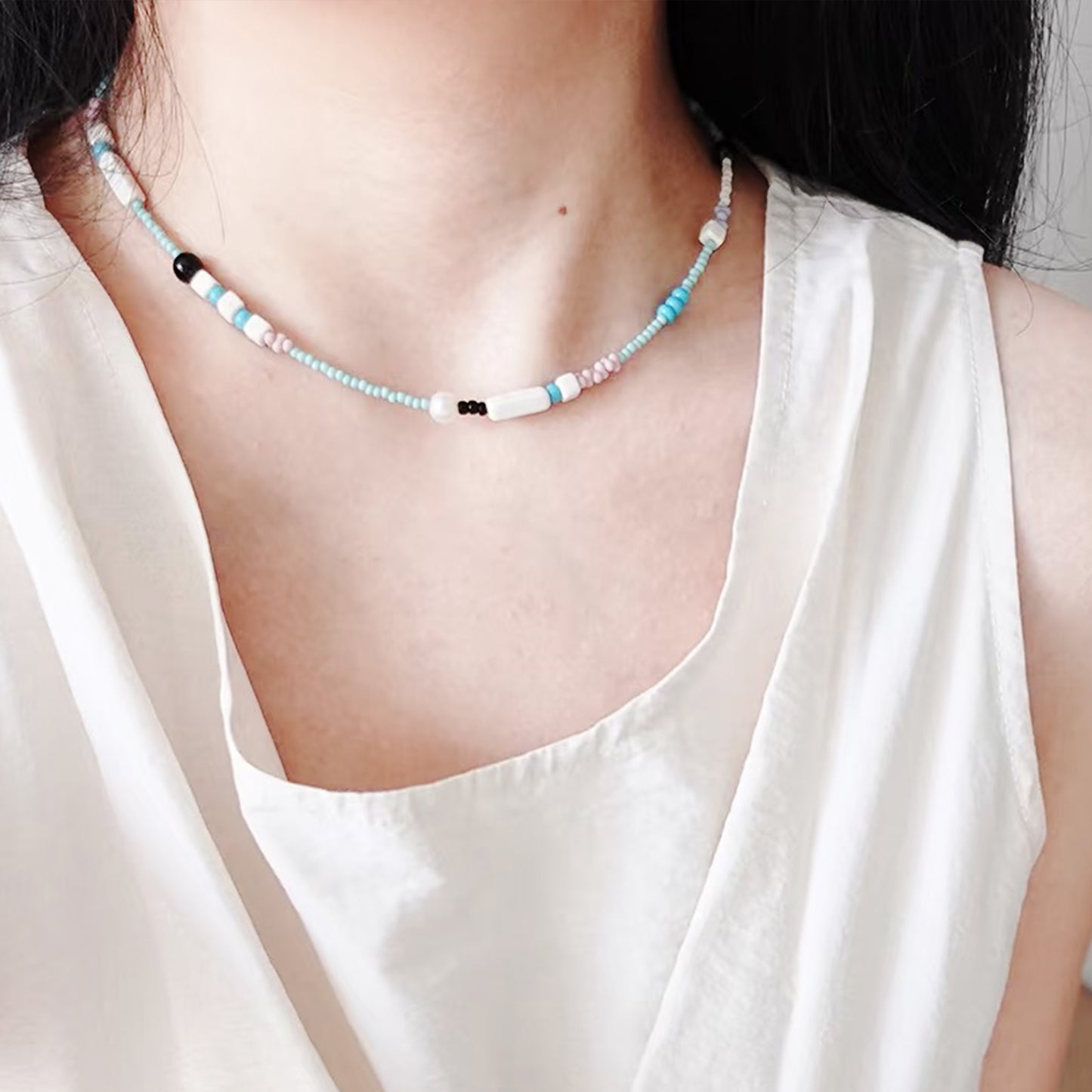 Azure Horizon Bead Necklace
