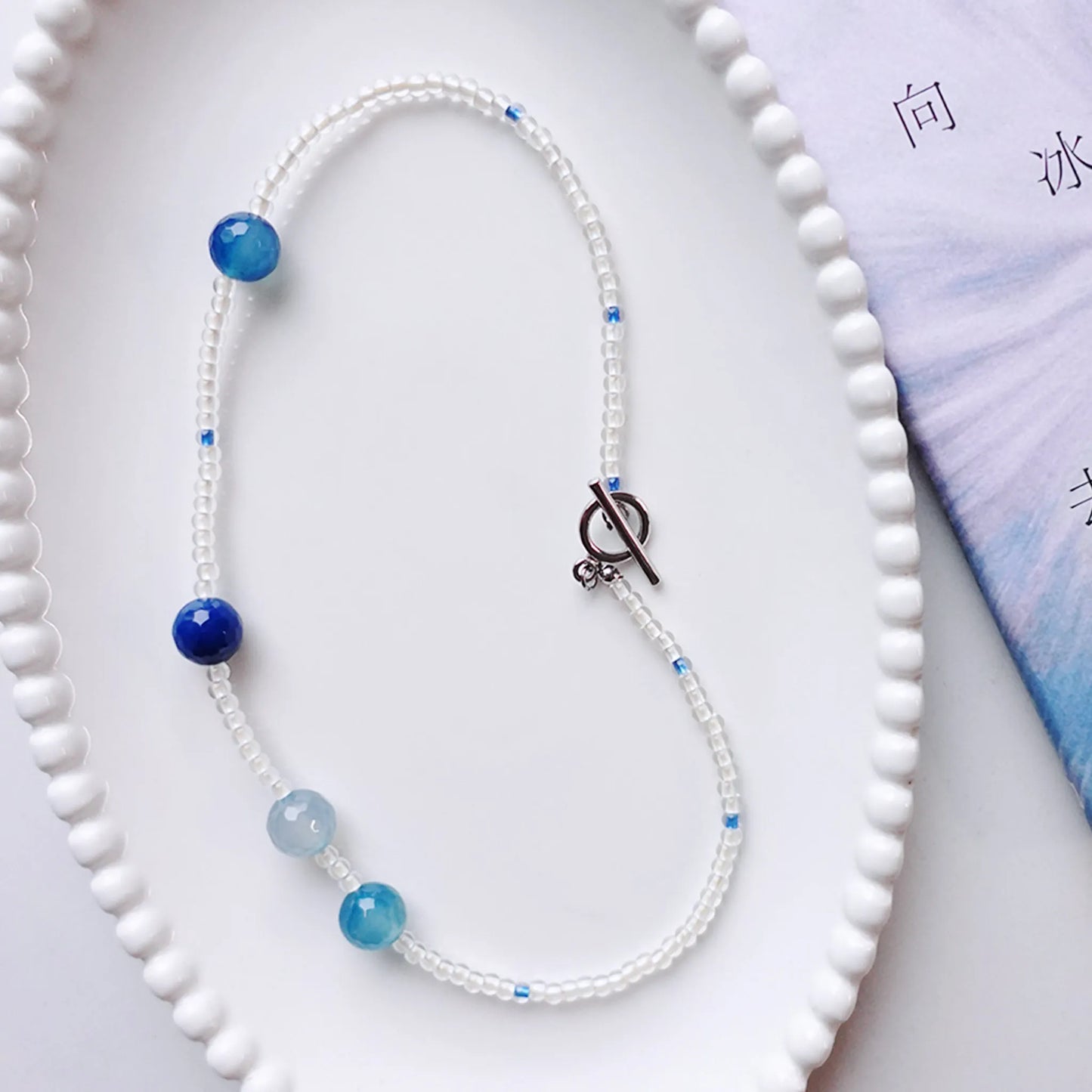 Blue Bubble Bead Necklace