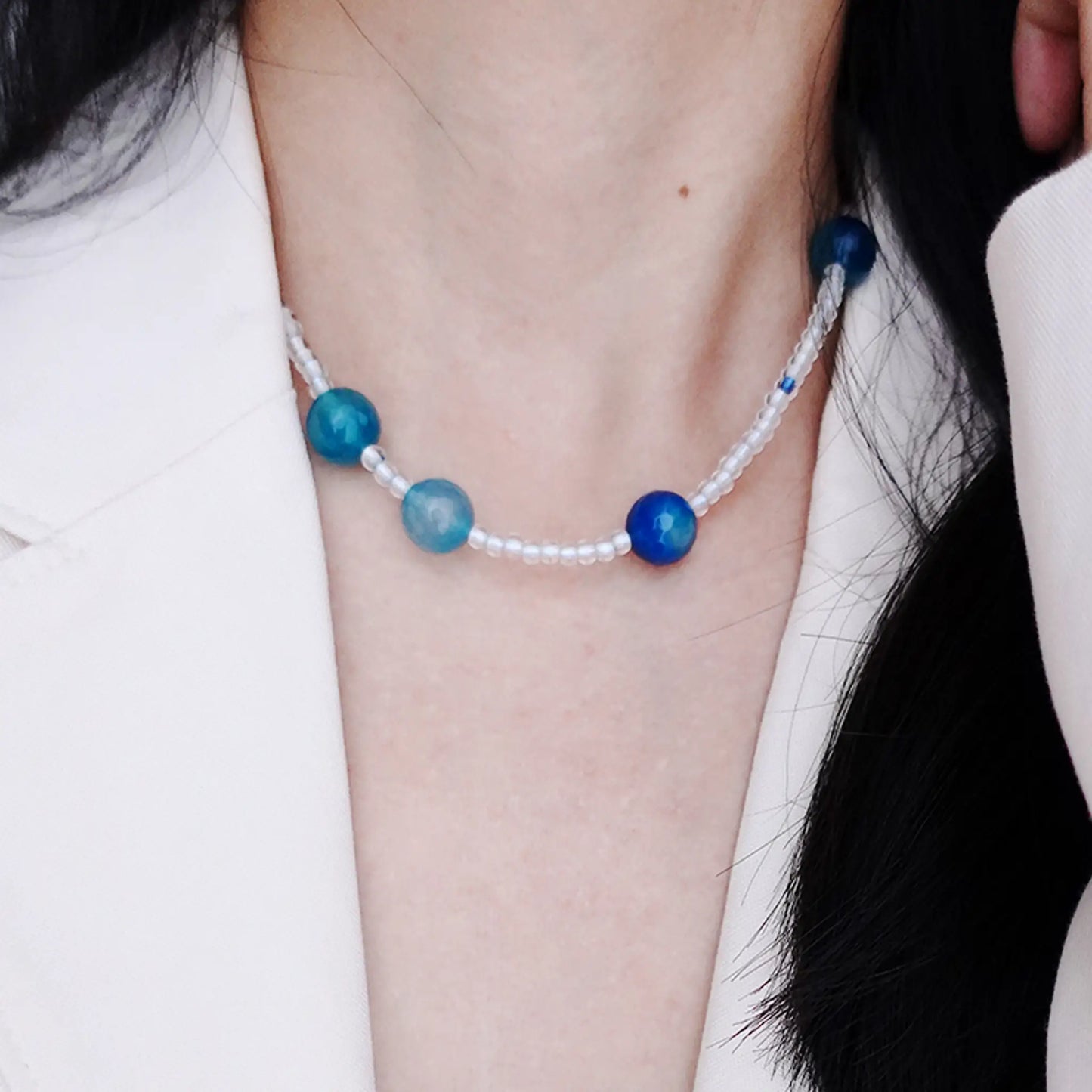Blue Bubble Bead Necklace