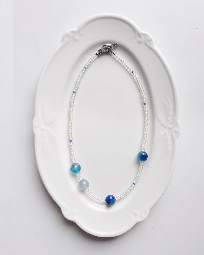 Blue Bubble Bead Necklace