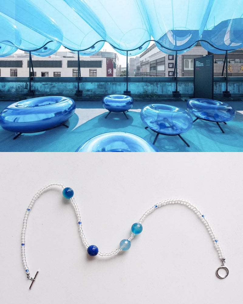 Blue Bubble Bead Necklace