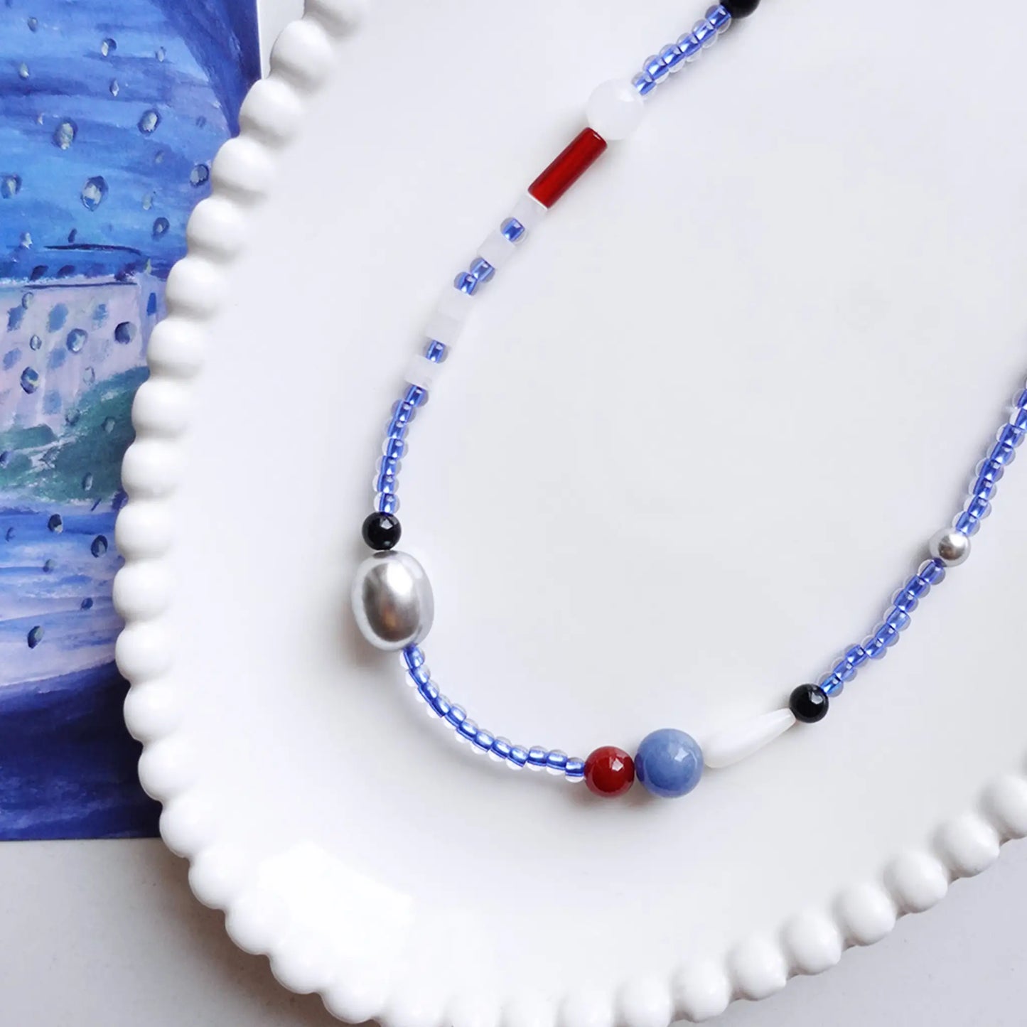 Klein Blue Bead Necklace