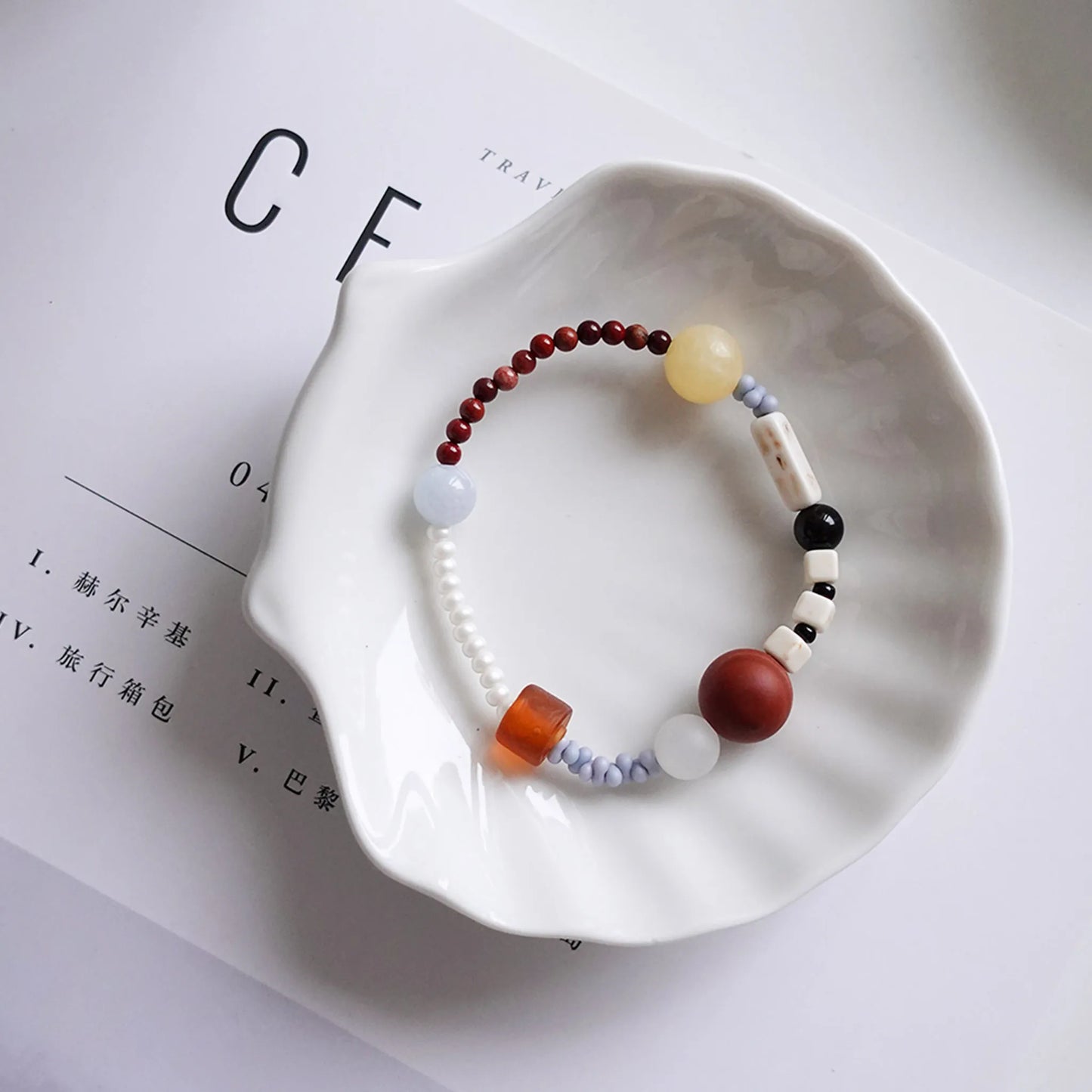 Orange Ocean Bead Bracelet