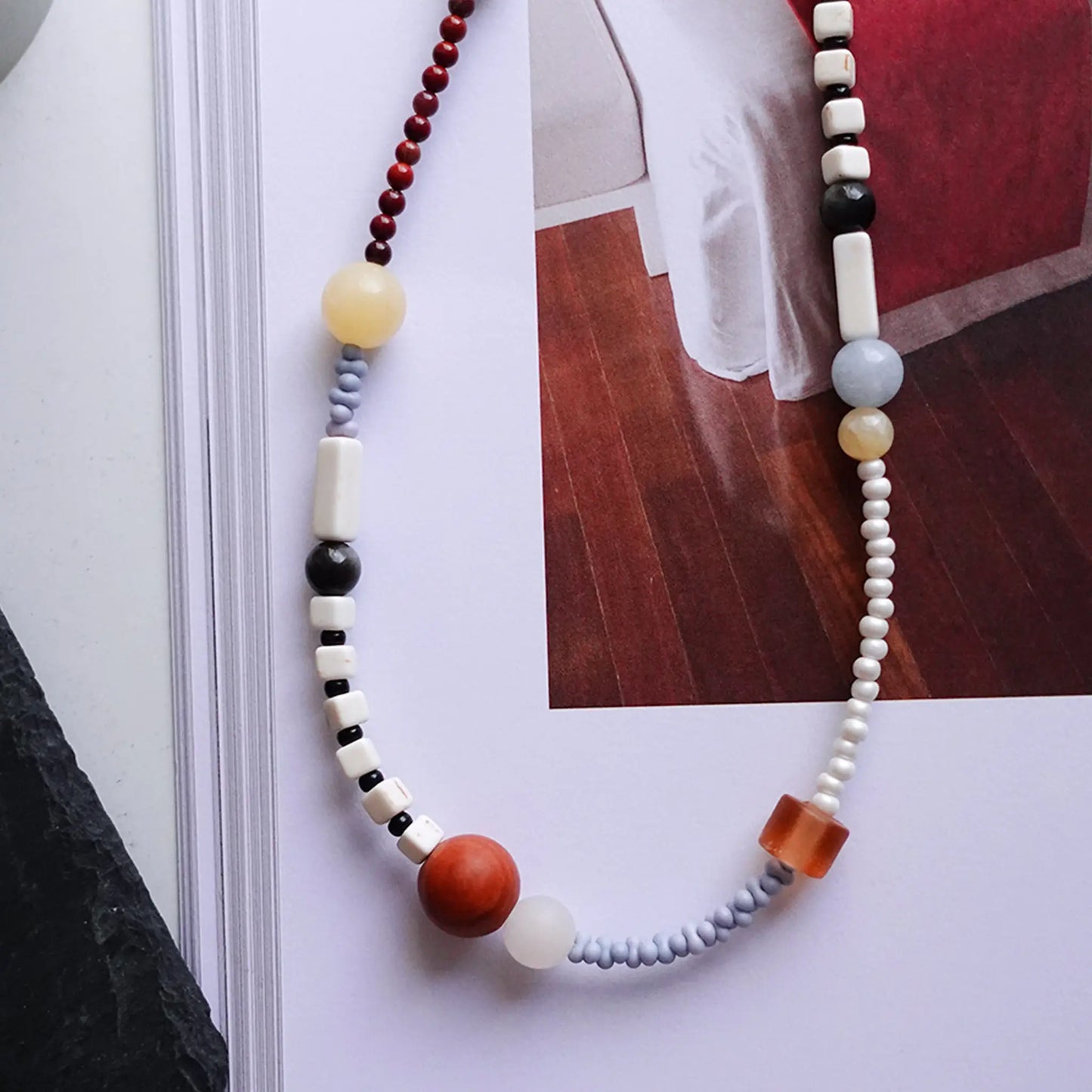 Orange Ocean Bead Necklace