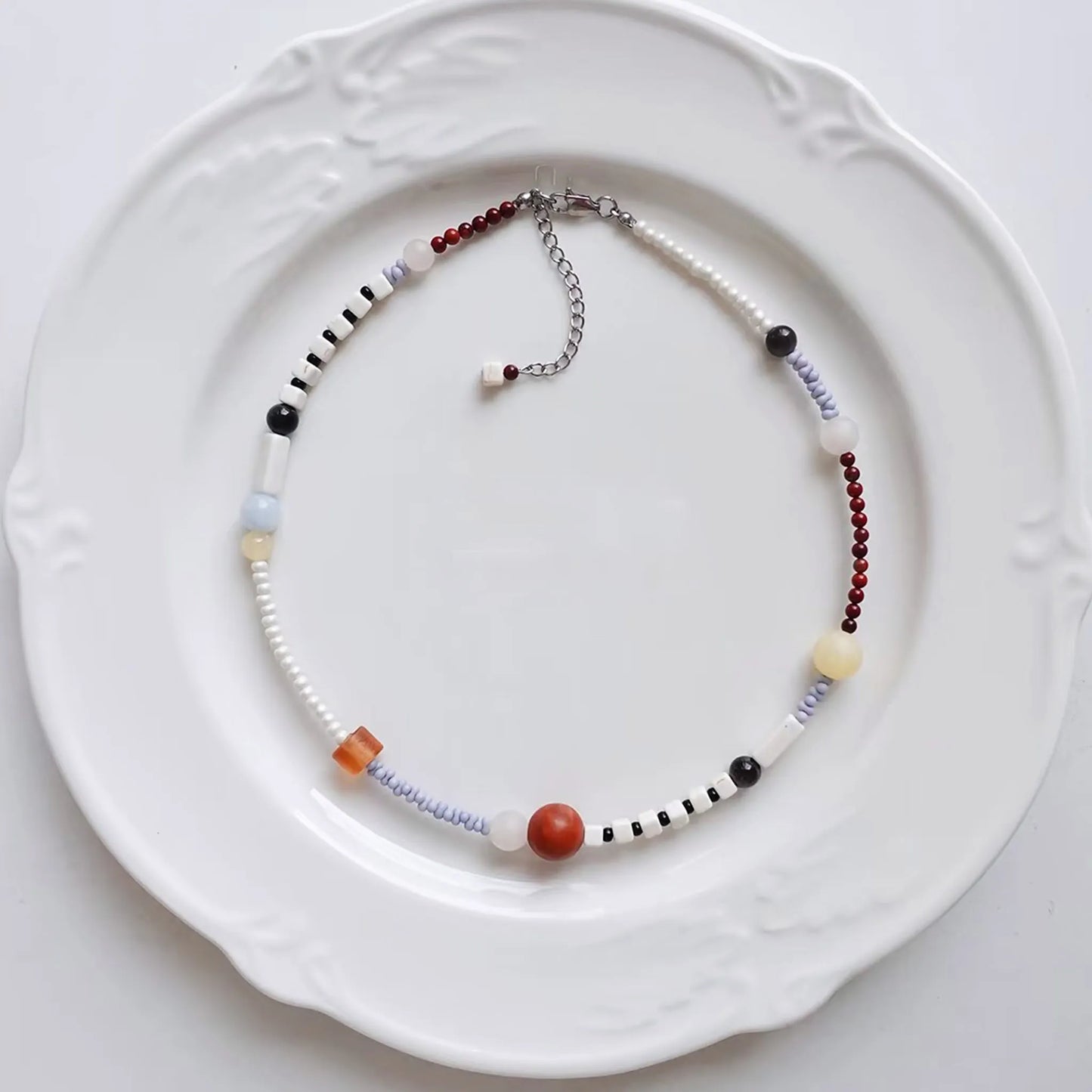 Orange Ocean Bead Necklace