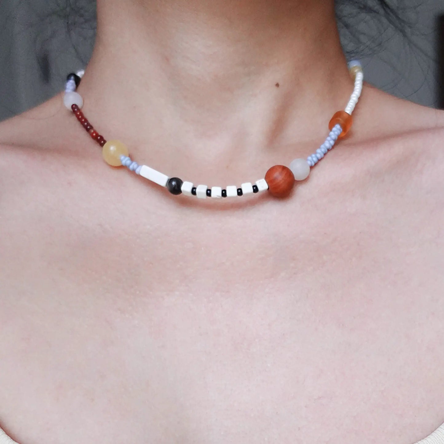 Orange Ocean Bead Necklace
