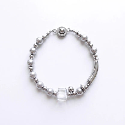 Silver Line Bead Bracelet
