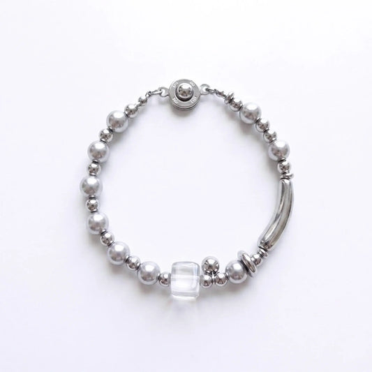 Silver Line Bead Bracelet