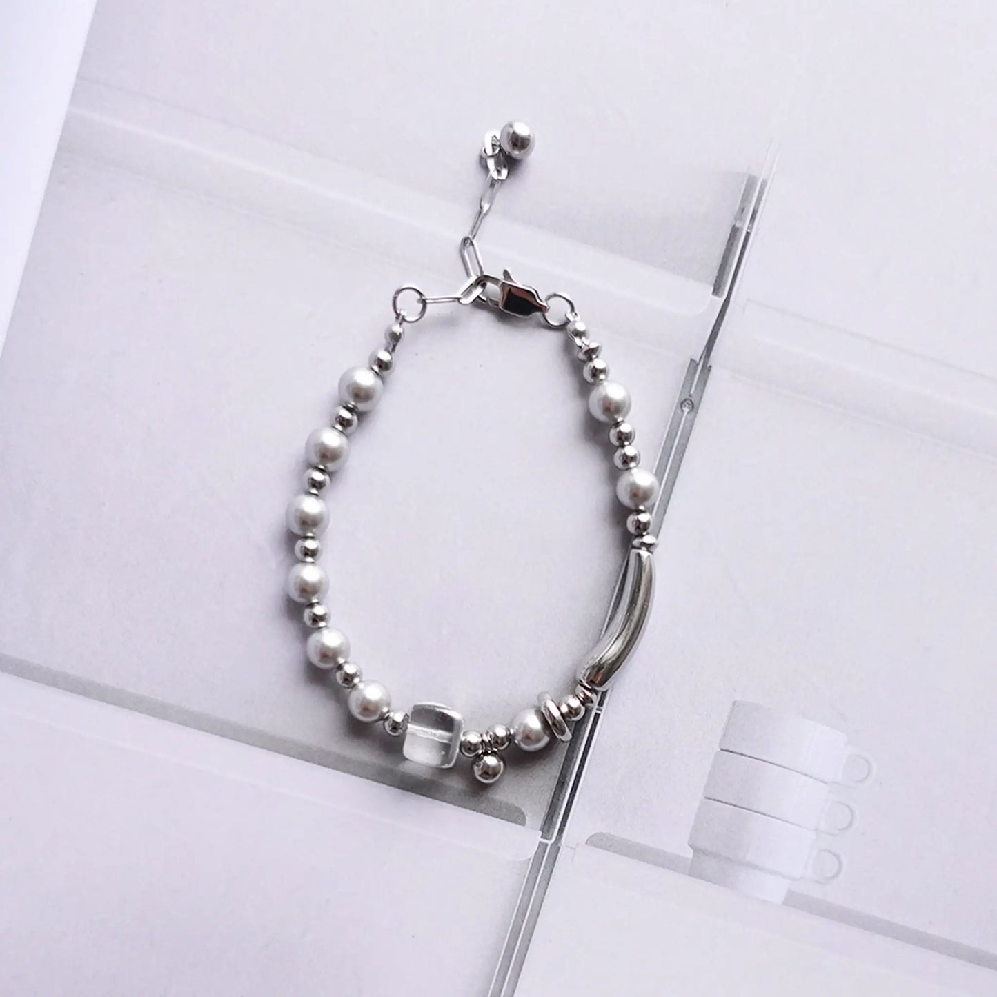 Silver Line Bead Bracelet