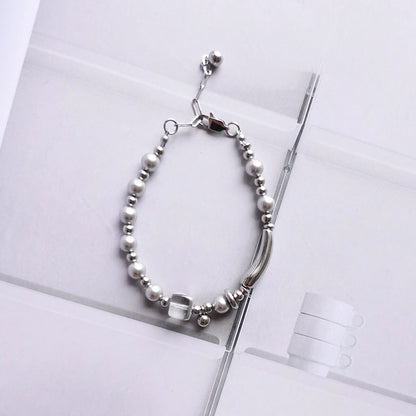 Silver Line Bead Bracelet