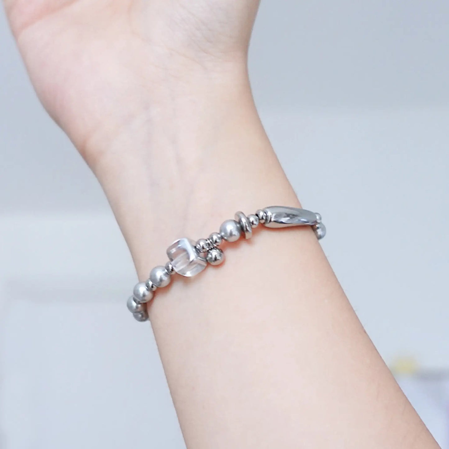 Silver Line Bead Bracelet