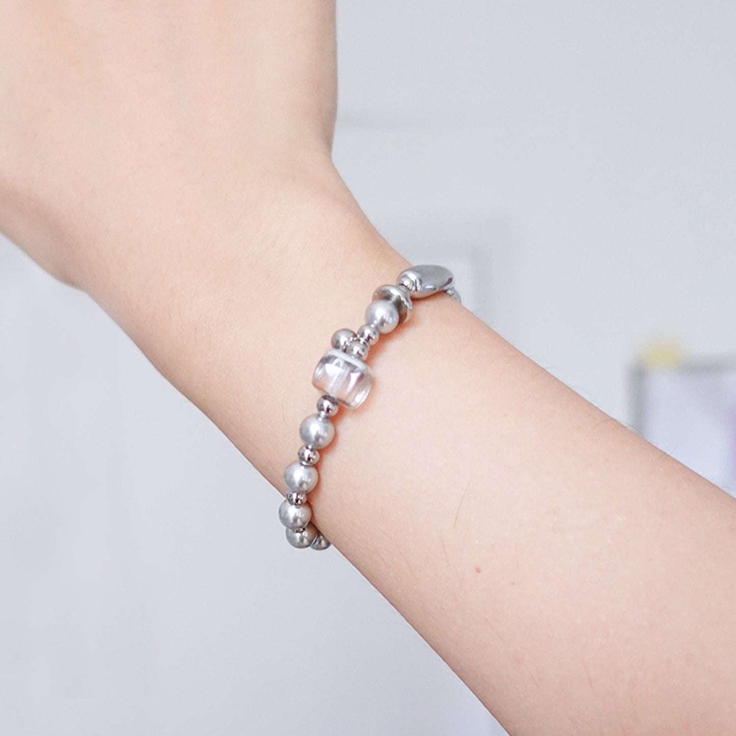 Silver Line Bead Bracelet