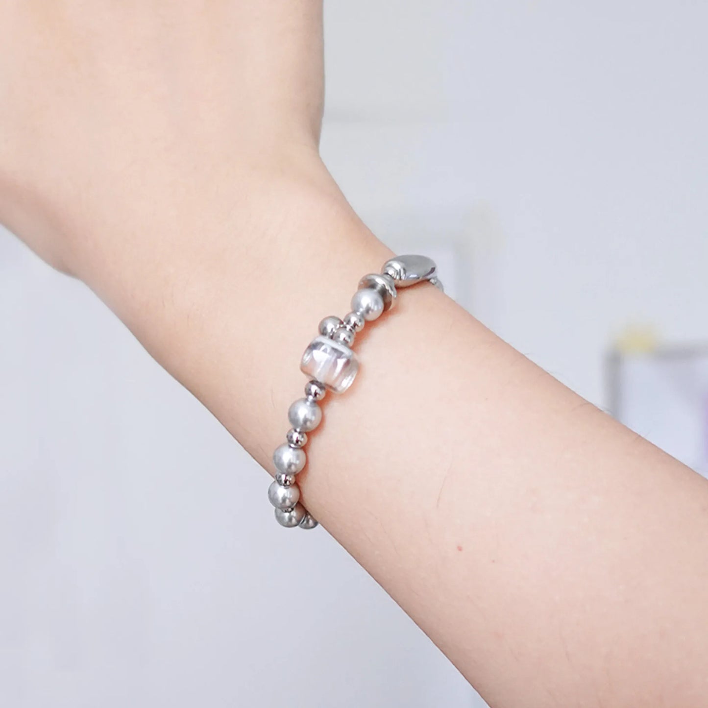 Silver Line Bead Bracelet