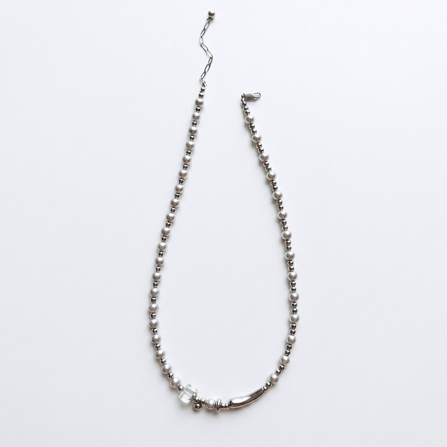 Silver Line Bead Necklace