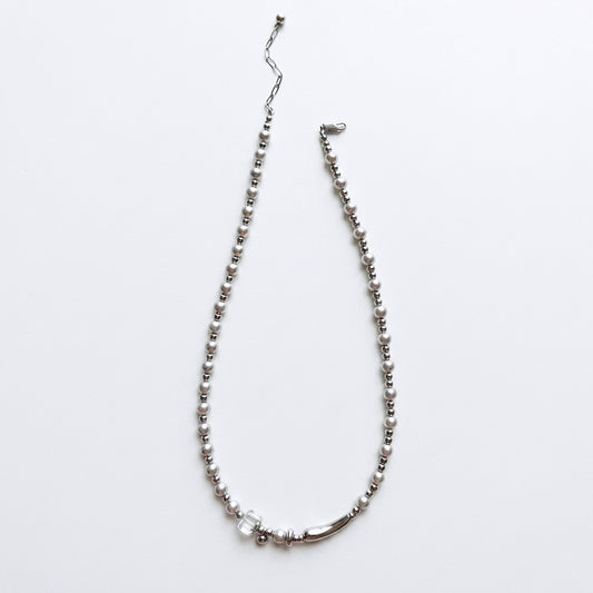 Silver Line Bead Necklace